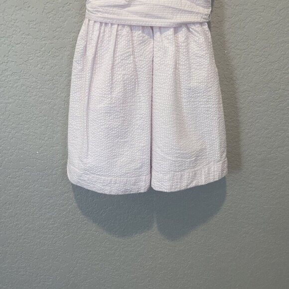 Crewcuts Striped Seersucker Ruffled Shoulder Dress Girls Size 4 Pink Sun Summer - Picture 2 of 8